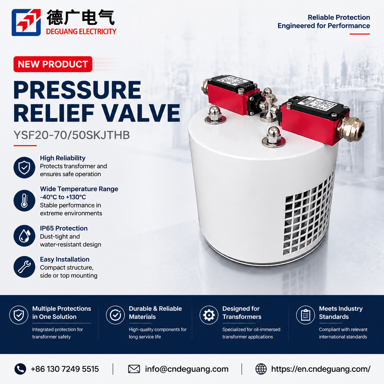 New Product Release | YSF20-70/50SKJTHB Pressure Relief Valve for Transformer Protection